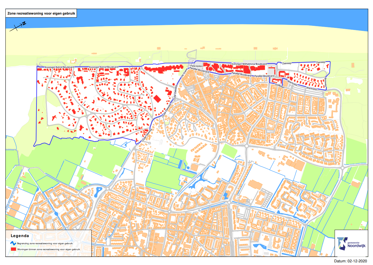 Kaart met begrenzing zone recreatiewoning voor eigen gebruik. Kaart met begrenzing zone recreatiewoning voor eigen gebruik.